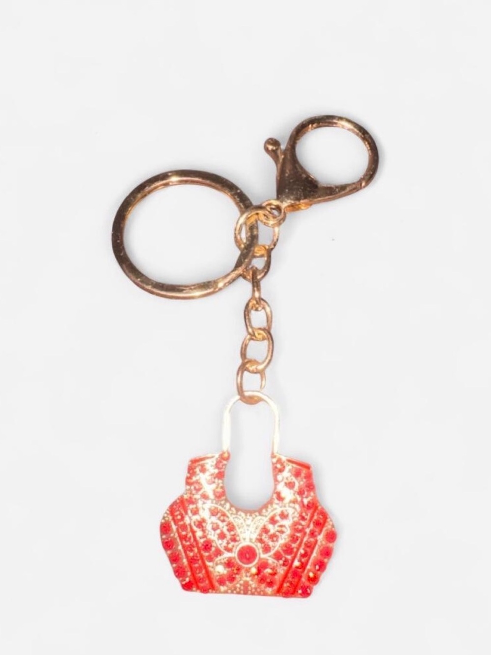 Red Rhinestone and Gold Bag Charm